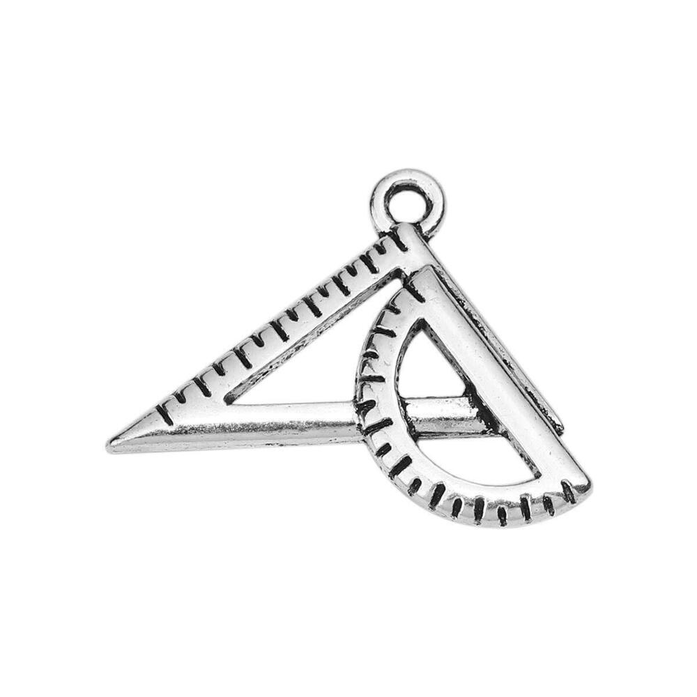 1232 50pc Antiqued Silver Alloy Ruler Charms Pendants 24x18mm 1" x6/8"